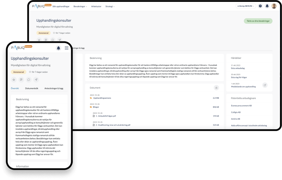 pabliq bevaka upphandlingar